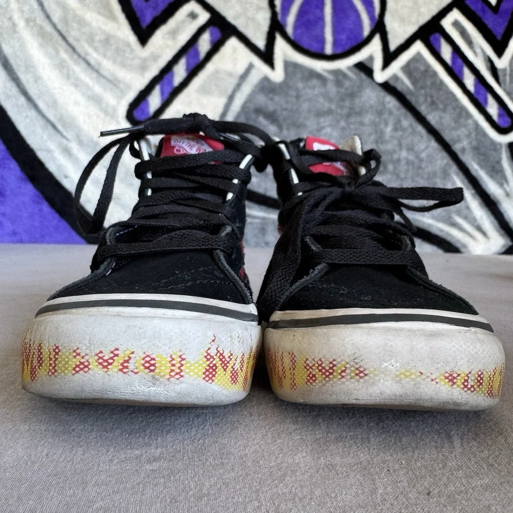 Size 11c - Vans Thrasher Sk8-Hi Pro High Top Sneakers Black Flames Skate Kids